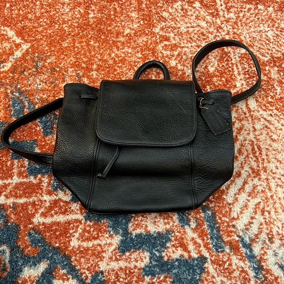 Vintage Coach Pebbled Leather Drawstring Backpack - Picture 1 of 10